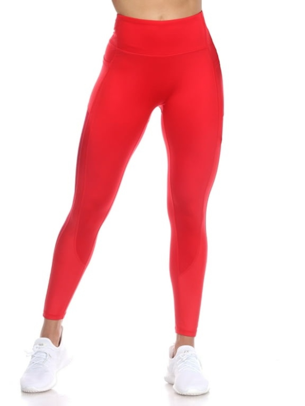 White Mark Red High-Waist Active Leggings